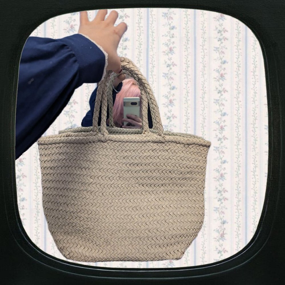 Club Monaco white woven leather bag